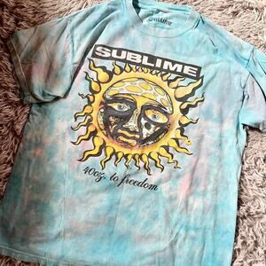 Blue Tie Dye Indie Grunge Punk Rock Skater Reggaee Sublime Band graphic tee